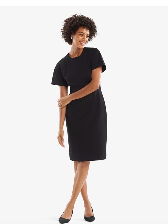MM Lafleur Dresses & Skirts - MM Lafleur Black Short-Sleeve Midi Sheath Dress